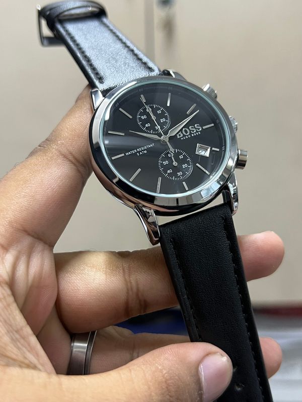 BOSS BELT TWO CHRONO BLACK BELT SILVER CASE BLACK BELT