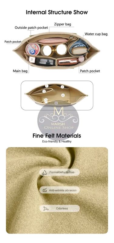 💥LouisWill Felt Insert Bag Cosmetic Bag Handle Bag Liner Bag - Image 3