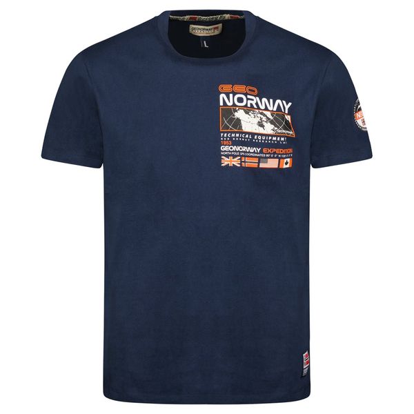 T-Shirt Men Short Sleeve with Navy Flag