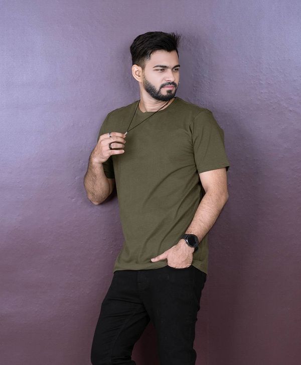 Solid (Dark Olive) Basic T-shirt