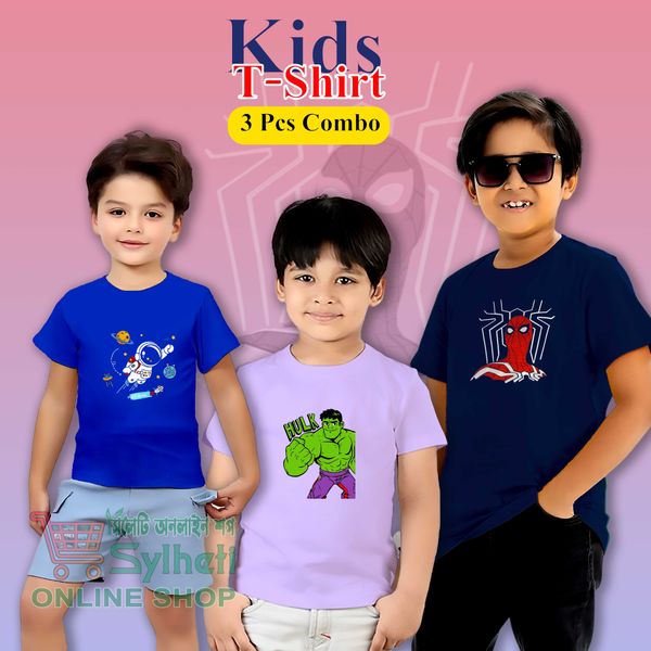 Kids Spiderman 3 Pcs Combo T-Shirt (Cotton)