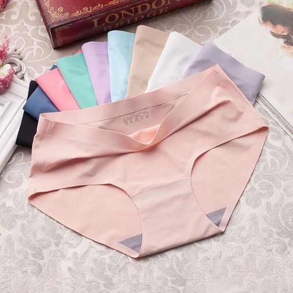Women Ice Silk Non-trace Breathable High Waist Sexy Briefs Triangle Female Comfort