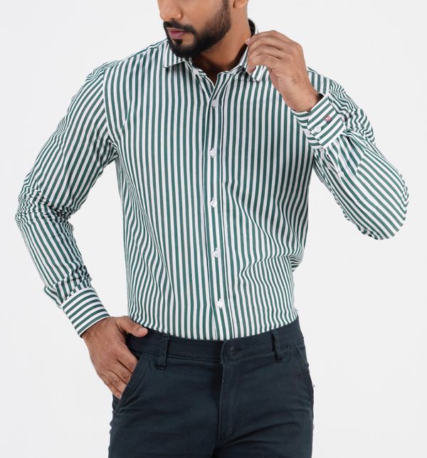 MEN'S SLIM FIT LONG SLEEVE ARROW COLLAR BOX PLACKET SHIRT