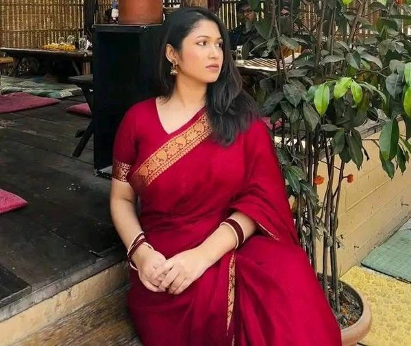 Handloom maroon kantha stitch