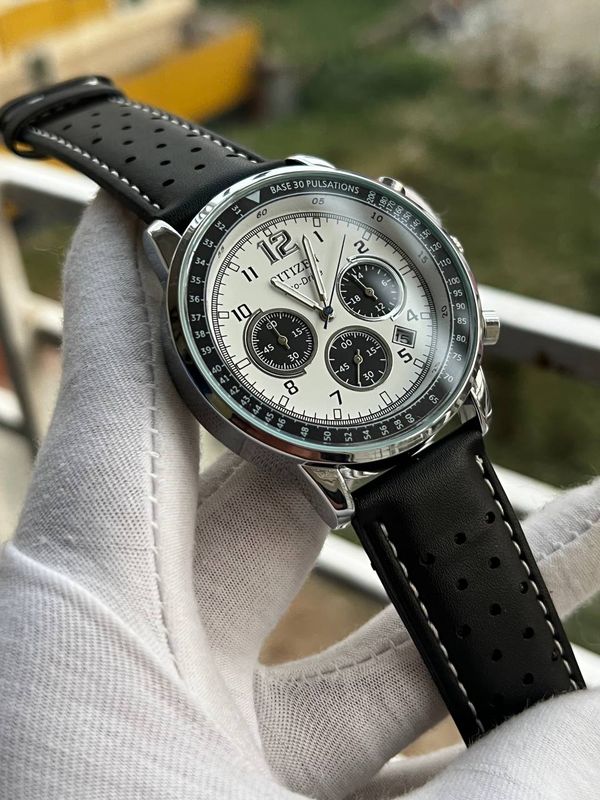 Citizen White Dial Black Belt AA