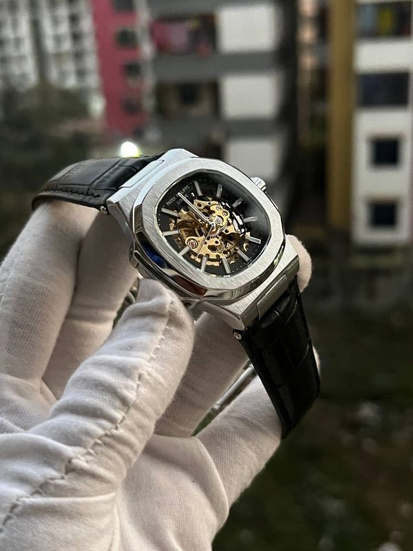 Patek Philippe Nautilus automatic black dial black belt