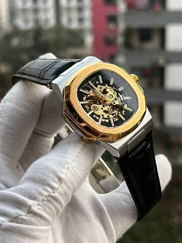 patek philippe Nautilus rose gold bezel black belt AA