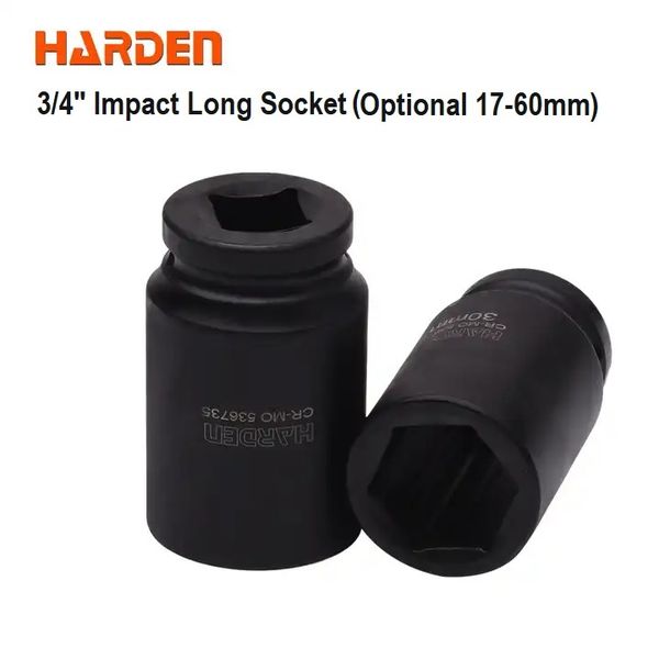 HARDEN 3/4" Impact Long Socket, Impact Socket 3/4" Dr. (Deep) - 6PT, Deep Socket, Various available sizes; 536717 - 536750