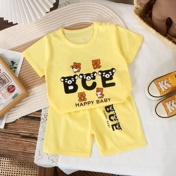 Imported 🌞 Kids’ Summer Cotton Outfit – Boys’ T-Shirt & Girls’ Shorts Set