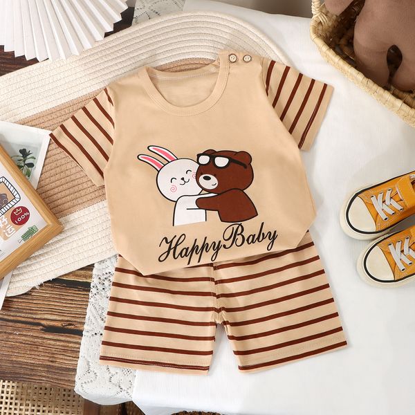 Imported 🌞 Kids’ Summer Cotton Outfit – Boys’ T-Shirt & Girls’ Shorts Set