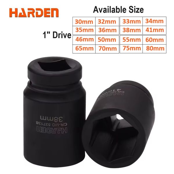 HARDEN 1" Drive Impact Deep Socket ( 30 | 32 | 33 | 34 | 35 | 36 | 38 | 41 | 46 | 50 | 55 | 60 | 65 | 70 | 75 | 80mm ), Long Socket, 6PT; Model: 537130 to 537180
