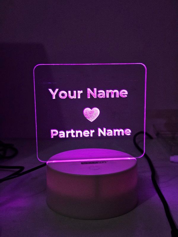 Customizable Love Acrylic Lamp (X Love Y) – Black
