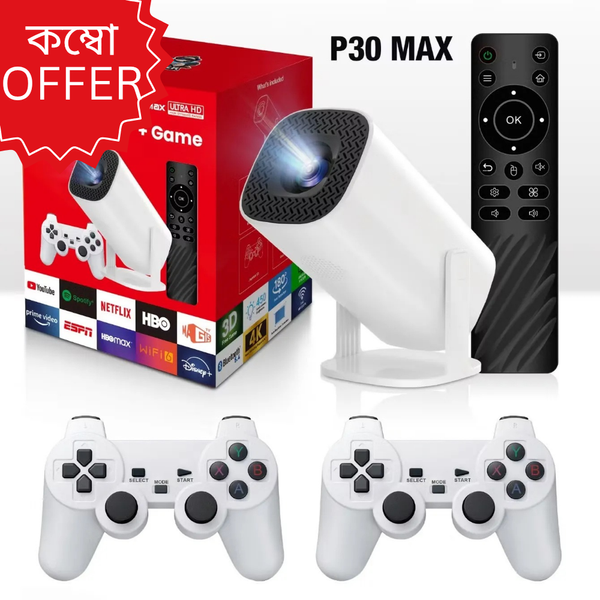 P30 Max Android 4K Projector + Video Game Console Combo .