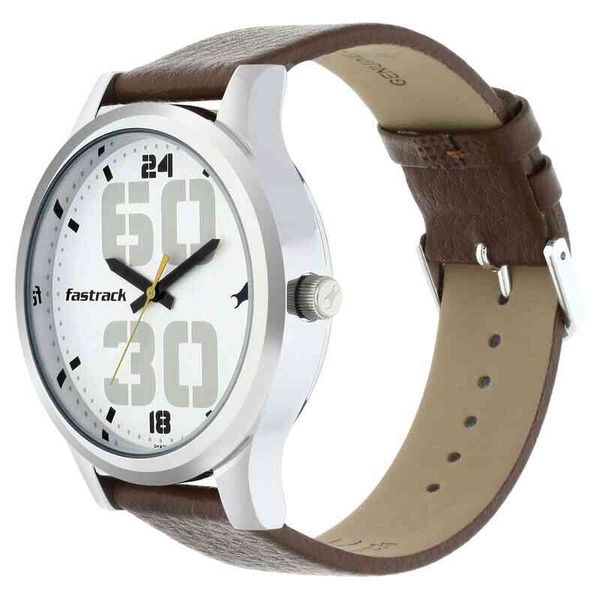 Fastrack NS38051SL06 Bold Quartz Analog White Dial Leather Strap.