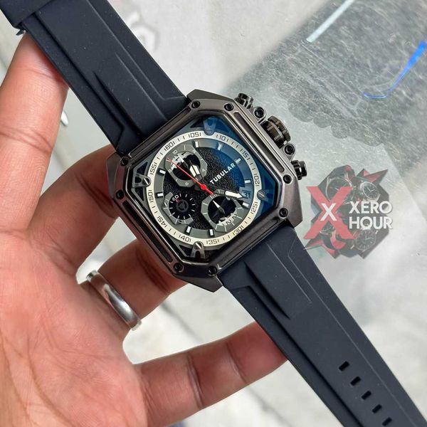 Tubular Sport SILICON | Black Belt Matte SS Black Body | Chronograph