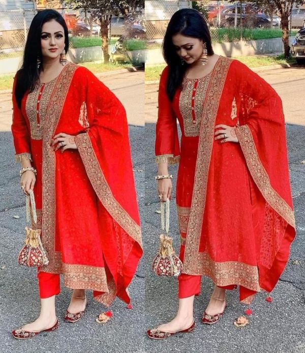 Semi –Embroidery & Sequence Work Party dress