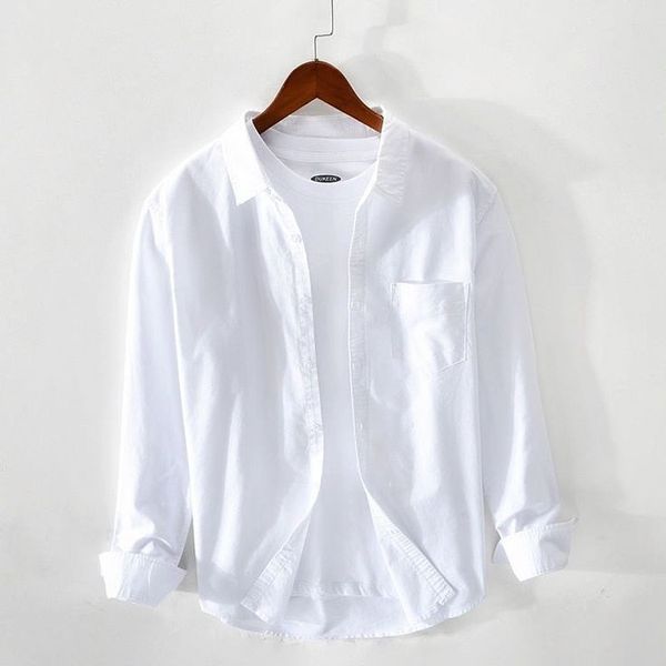 Solid single pocket pure cotton white shirt (only shirt)