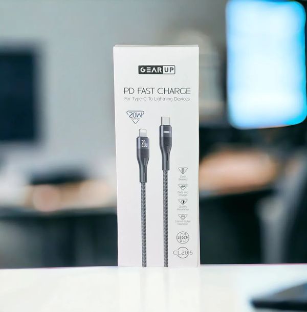 GearUP CL2015 Type-C to LIghtning 20W PD Fast Charging Cable & Data Cable 1.5m .