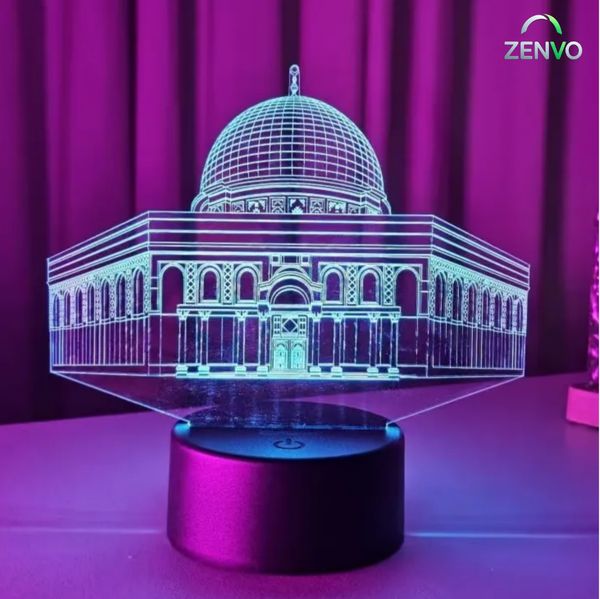 GearUP Acrylic Multicolor Night Lamp (Al-Aqsa Mosque) – Black