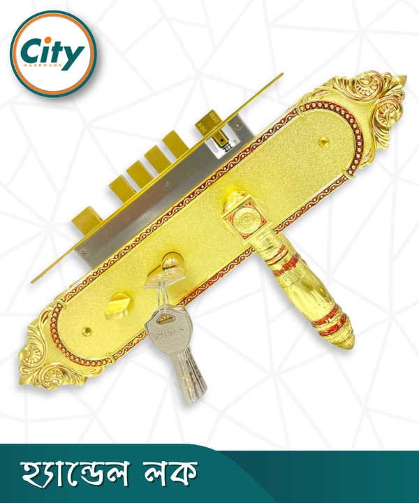 উচ্চ সুরক্ষা বড় আকারের হ্যান্ডেল লক অতিরিক্ত নব সিস্টেম সহ প্রধান দরজার জন্য লক গোল্ডেন রঙের দরজার লক Door Lock