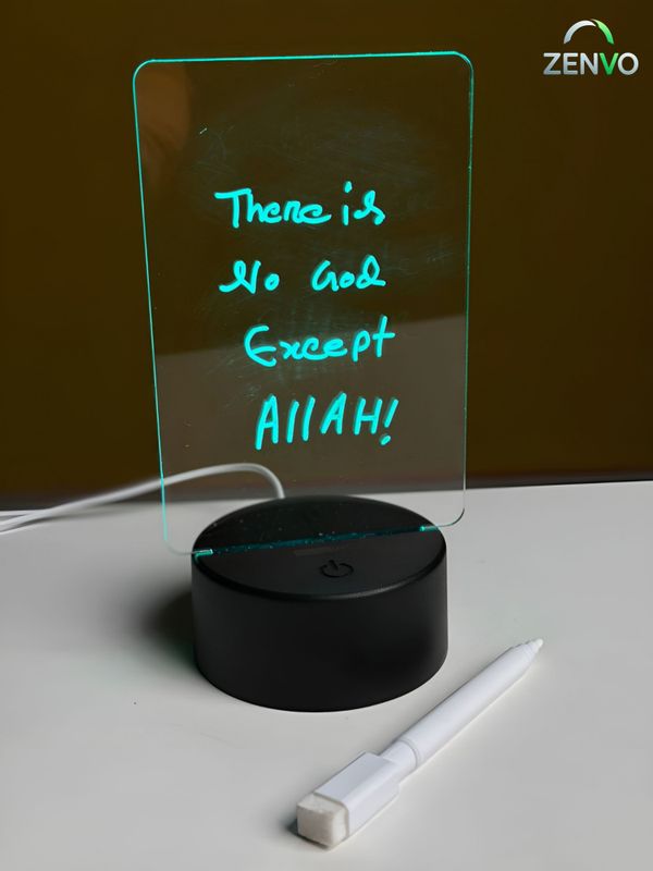 GearUP Acrylic Multicolor Night Lamp with Writable Board and Eraser Pen – White