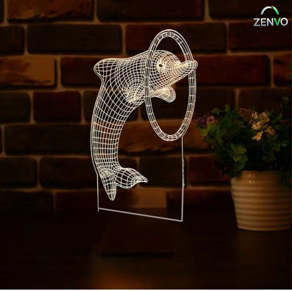 GearUP Acrylic Multicolor Night Lamp (Only Acrylic) Dolphin
