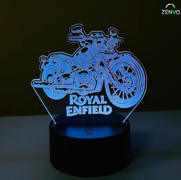 GearUP Acrylic Multicolor Night Lamp (Royal Enfeild) – white