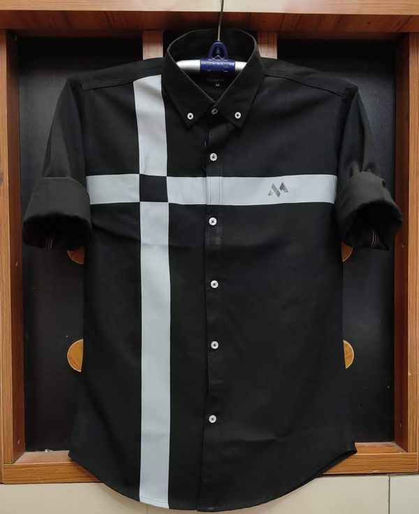 New trendy Block print shirt Black
