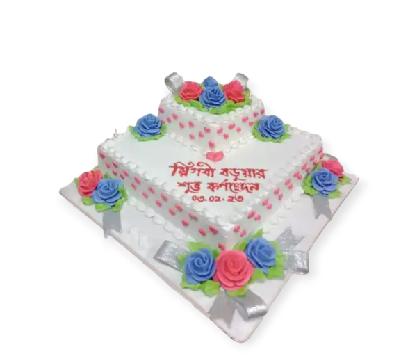 টায়ারড ফ্লাওয়ার কাস্টম কেক – শ্রদ্ধা ও শুভেচ্ছা নিবেদনে