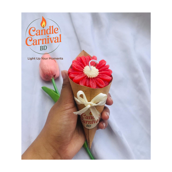 Red Daisy Bouquet Candle