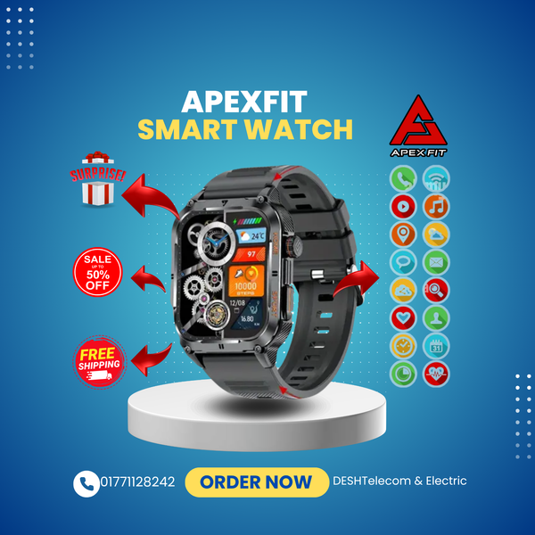 Apex Fit Sport S06 Smartwatch 1.91'' Full Touch Screen BT Call Outdoor Fitness Tracker Smart Watch With IP68 Waterproof