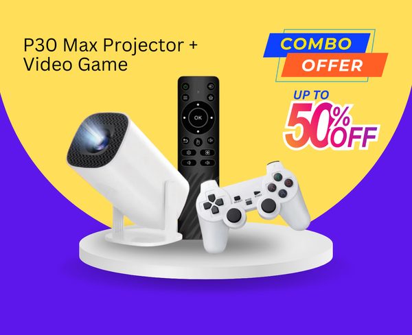 P30 Max Android 4K Projector + Video Game Console Combo