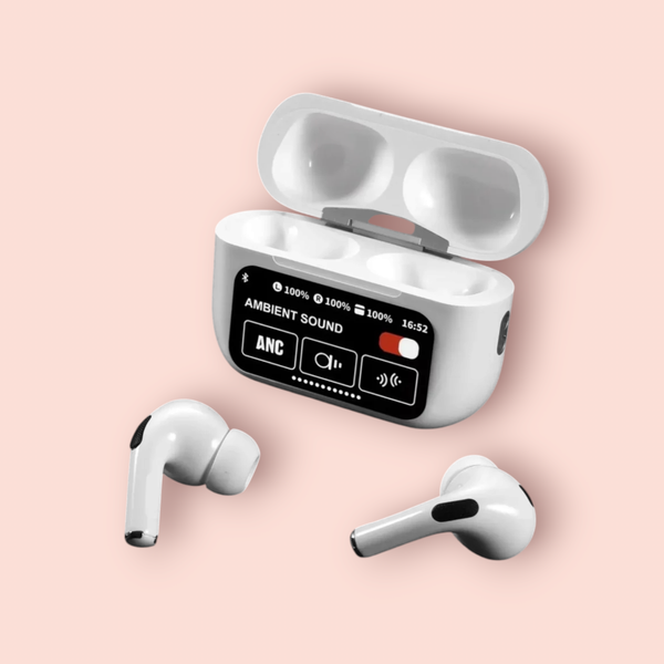 A9 Pro ANC Touch Screen Display Earbuds – White Color