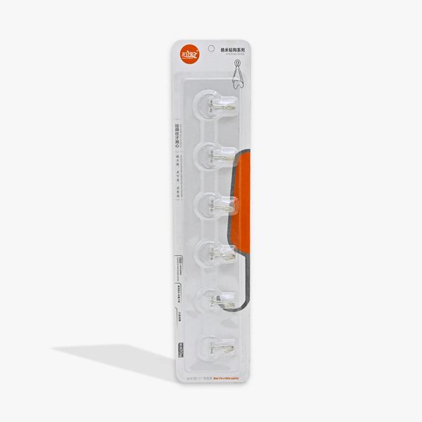 6 in 1 Transparent Self-Adhesive Wall Hooks WH-2210