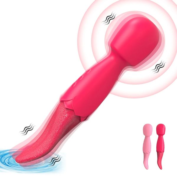 Powerful AV Vibrator Dildos Real Tongue Licking for Women 10 Modes Clitoris Stimulator G Spot Vagina Massager Sex Toys for Woman