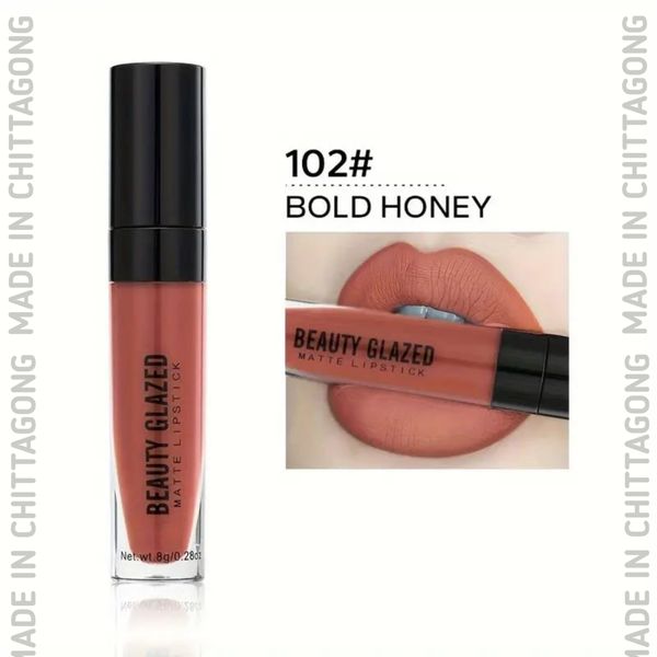 Beauty Glazed True Matte Liquid Lipstick - #102 - Bold Honey