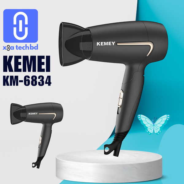 Kemei Km-6834 Cool And Hot Foldable Electric Hair Dryer For Women