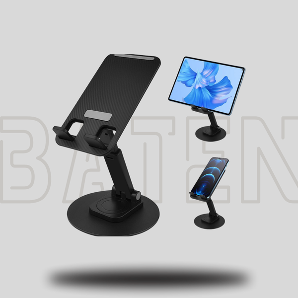 DOLPHY Adjustable & Foldable Phone/Tablet Holder | 360 Degree Metal Mobile Stand for Bed, Office Table, Desk & Home, PC, Smartphone & Tablets