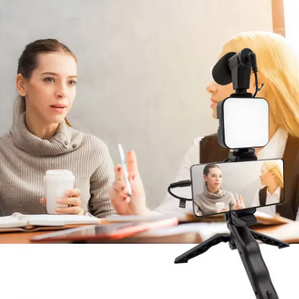 Ay-49 Phone Vlog Tripod Vlogging Kits Live Selfie Fill Light Integration With Remote Control Microphone Light Light – Ring Light