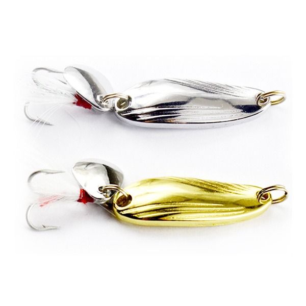 2 pcs Luya bait sequins remote cast shell spoon type iron plate sequins fake bait blood trough feather hook 5g
