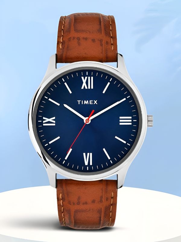 TIMEX Blue Dial Leather Strap Analog Watch - For Men