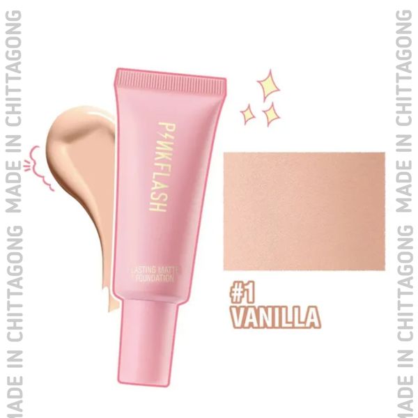 Pink Flash Long Lasting Waterproof Matte Foundation - Vanilla- Shade-01