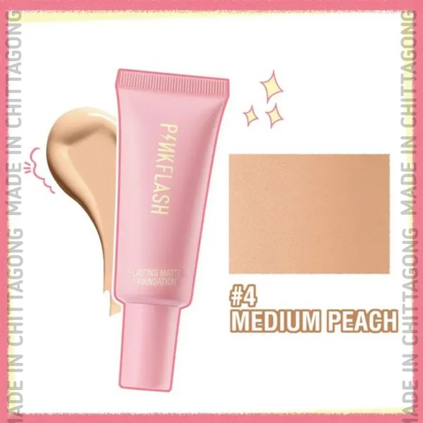 PinkFlash Long Lasting Matte Foundation 25g - #4 Medium peach - Suitable for warm pink