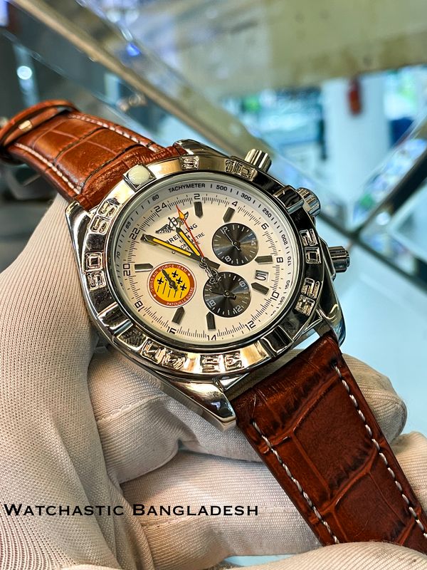 BREITLING CHRONO BROWN BELT WHITE DIAL