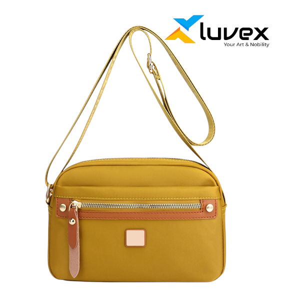 Nylon Fashion Cross-body Bag Lightweight Portable Shoulder Bag(golden color)