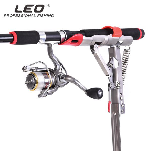Leo the fourth generation automatic pole lifting bracket Fishing Rod mount Stainless Steel Rod Stand for Ground Support Brackets, Adjustable Fish Rod Holders for Bank Ground Fishing