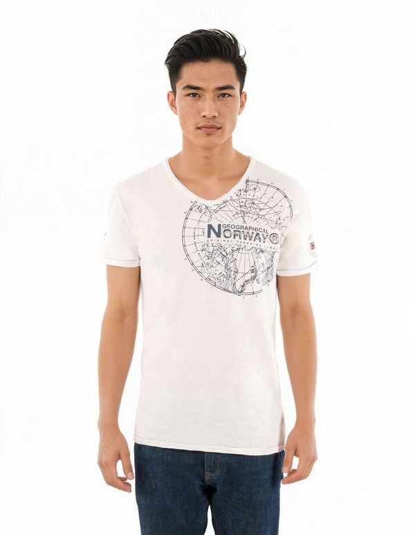 Short-sleeved V-neck T-shirt White