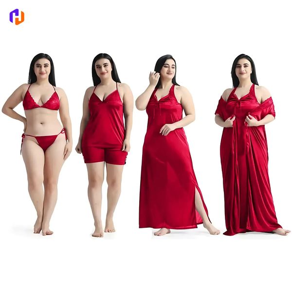 ৬-পিস প্রিমিয়াম নাইট ওয়্যার সেট (মেরুন)