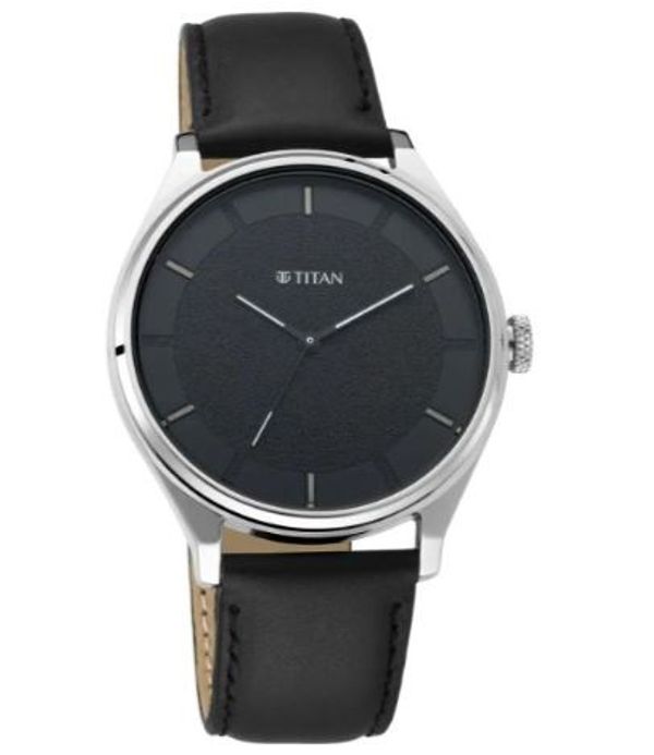 Titan Workwear Watch With Black Dial & Leather Strap – NS1802SL11