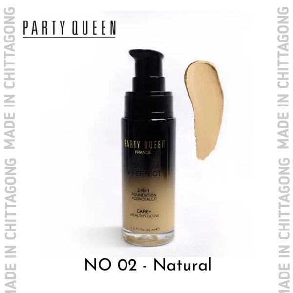 Party Queen 2in1 Full Coverage Foundation 02 Natural